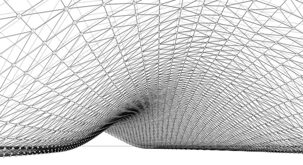 Mesh Nebo Síť Liniemi Geometrickými Tvary Detail Ilustrace Drátěném Rámečku — Stock fotografie