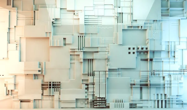 Футуристична Структура Лініями Кубиками Геометричними Фігурами Технологія Наука Білий Фон — стокове фото