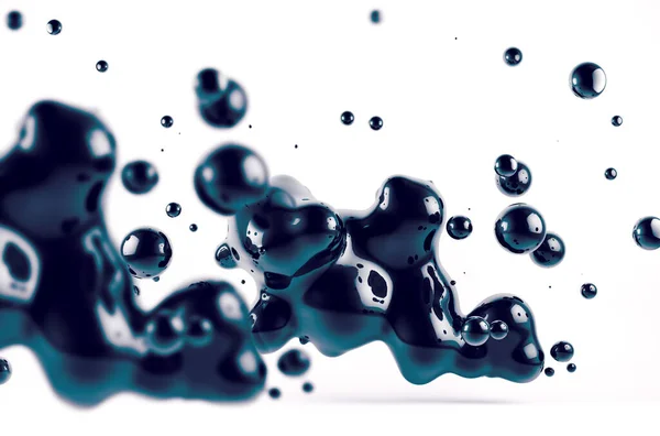 Abstracto Gotas Líquido Negro Background Illustration Ink Formas Fluido Ciencia — Foto de Stock