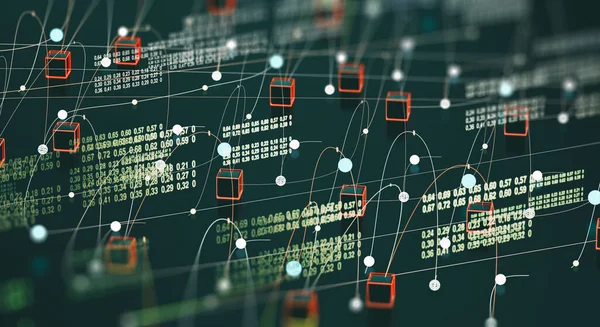 大数据和通信 互联网和网上数据分析 技术和科学背景 计算机科学工程和区块链概念 — 图库照片