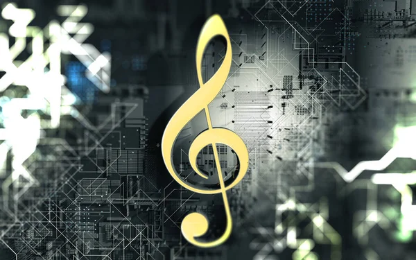 Concetto Musicale Sfondo Astratto Chiave Clef Tecnologia Musica Tendenza Illustrazione — Foto Stock