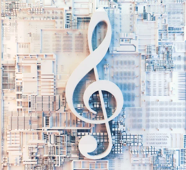Μουσική Έννοια Αφηρημένο Φόντο Clef Κλειδί Τεχνολογία Και Μοντέρνα Μουσική — Φωτογραφία Αρχείου