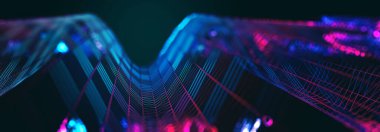 Teknoloji ve bilim soyut dalga geçmiş. Kafes veya çizgiler ve geometrics şekil detail.3d şekil ile net.