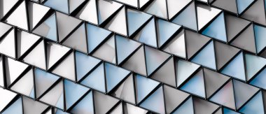 Beyaz ve gri rengin karesi ve üçgen arkaplan geometrik tasarımı. Soyut desenli çokgen arka plan 33D görüntüleme.