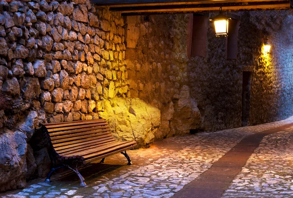 Cityscape.Bench și stradă — Fotografie, imagine de stoc