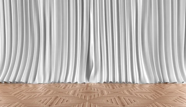 Fondo casero. Cortinas y suelos de parquet — Foto de Stock