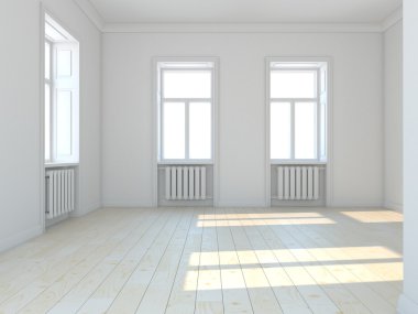 Windows ile boş klasik beyaz Oda