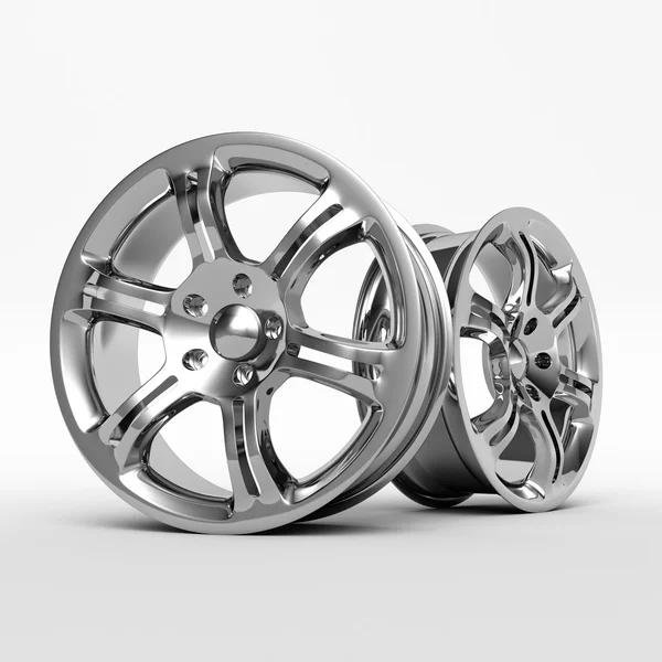 Aluminium velgen, auto velgen. 3D-rendering. — Stockfoto