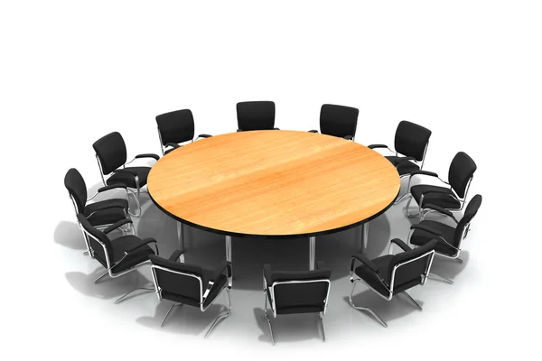 Conferentie ronde tafel en stoelen Rechtenvrije Stockfoto's