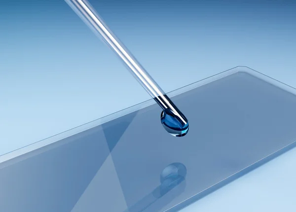 Diapositiva de vidrio para microscopio con una pipeta —  Fotos de Stock