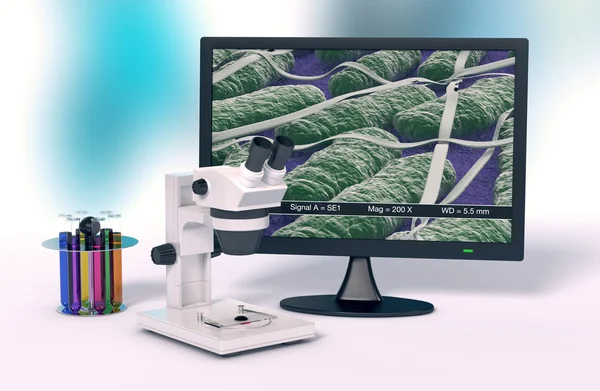 Мікроскоп, концепція наукових досліджень і нових технологій — стокове фото