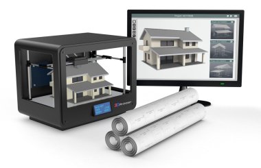 3D printerlere harcama maddeler ve konut yapı, kavram