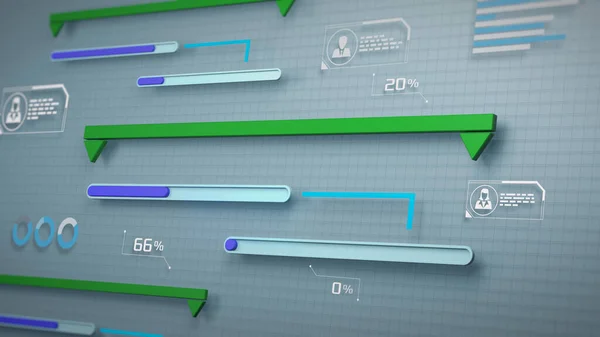 Programvara För Projektledare Futuristiskt Gränssnitt Gantt Diagram Render — Stockfoto