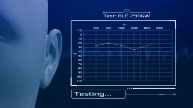 futuristic interface for the hearing or audiometric test, diagram (3d render) clipart