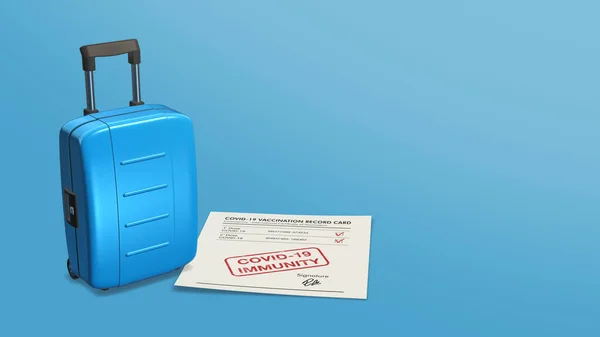 Gepäcktasche Mit Impfpass Covid Immunität Impfpass Für Internationale Reisen Render — Stockfoto
