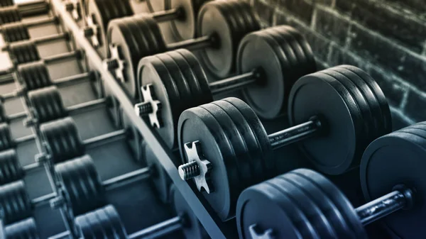 Close Rack Dumbbells Concept Fitness Getting Stronger Render — Stock Photo, Image