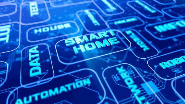 Abstrakte Futuristische Word Cloud Über Smart Home Technologie Home Automation — Stockfoto