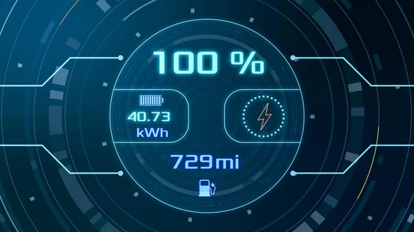 Elektromos Autó Futurisztikus Kör Hud Töltő Akkumulátorok Közelkép Render — Stock Fotó