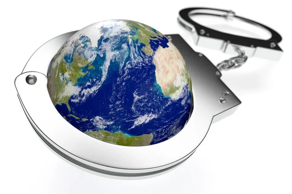 Earth and handcuffs — Stock Photo, Image