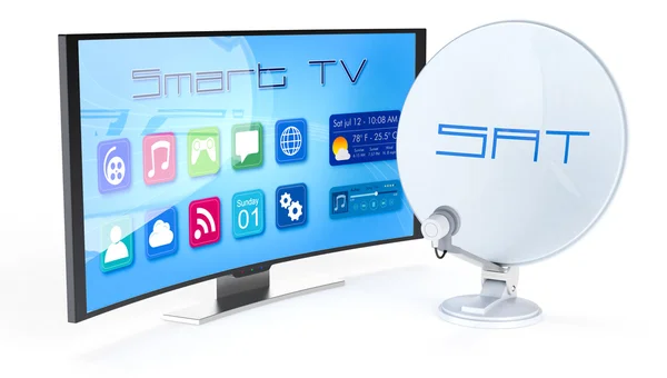 Smart tv with satellite dish — Stock Photo, Image