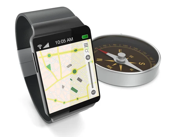 Smartwatch und GPS — Stockfoto