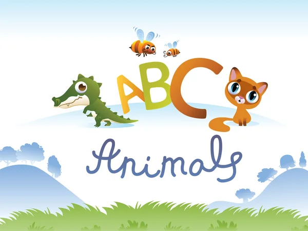 Alfabeto animale per i bambini: copertina — Vettoriale Stock