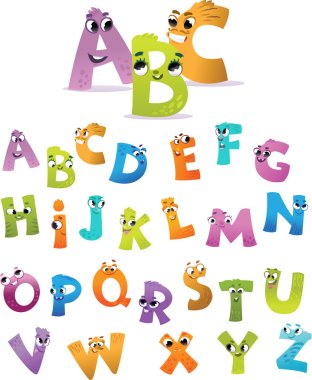 Alphabet for the kids: funny letters cartoon