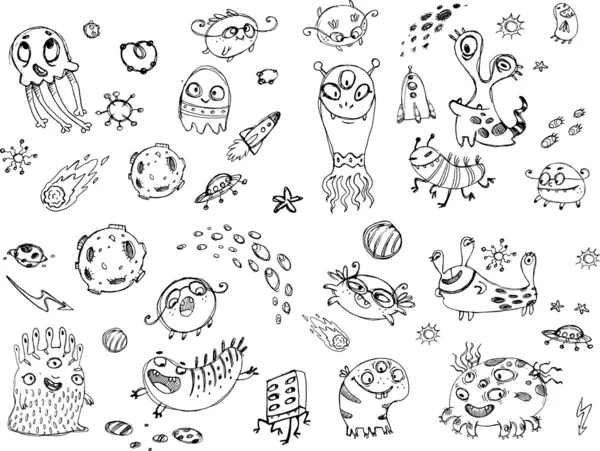 Mega collection of monsters — Stock Vector