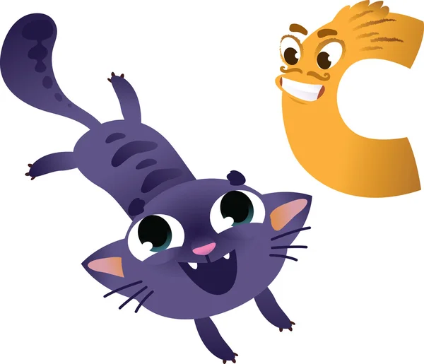 Alphabet animal pour les enfants : C pour le chat — Image vectorielle
