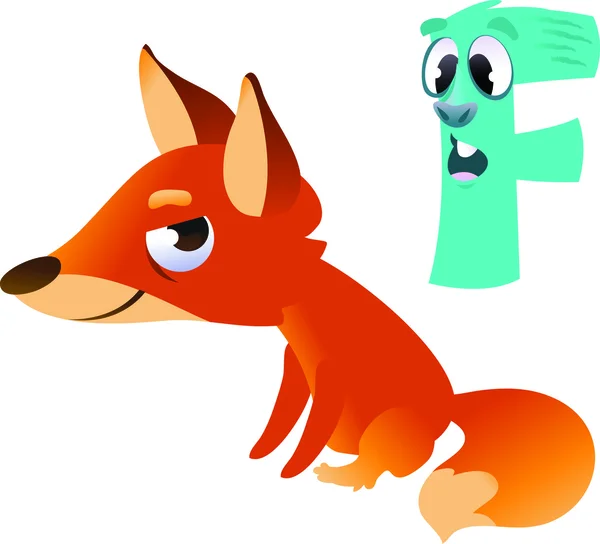 Ζώων αλφάβητο για τα παιδιά: F για την αλεπού — Διανυσματικό Αρχείο