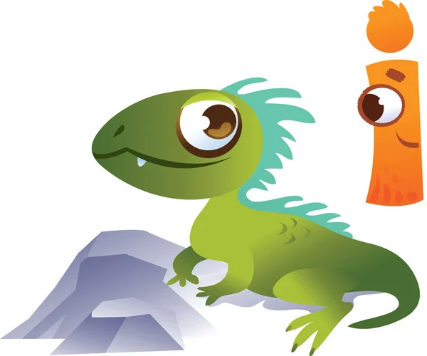 Alfabeto animale per i bambini: I per l'Iguana — Vettoriale Stock