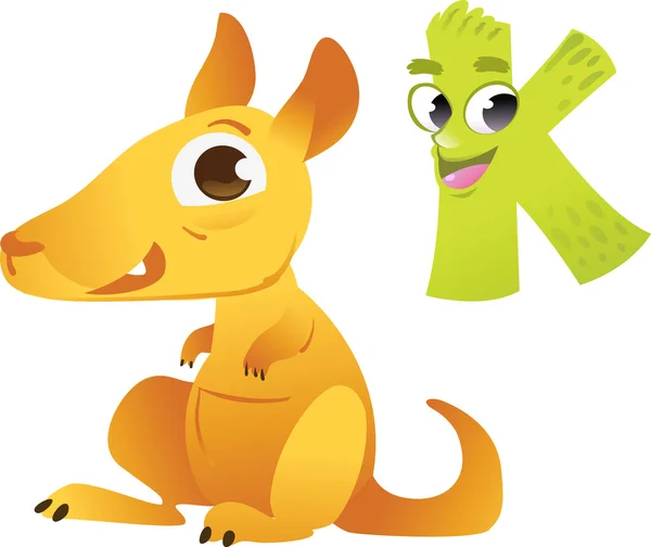 Tierbuchstaben für die Kinder: k für das Känguru — Stockvektor