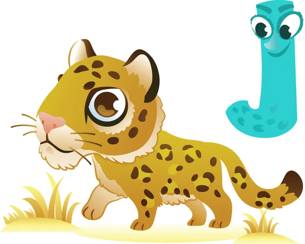 Dierlijke alfabet voor de kinderen: J voor de Jaguar — Stockvector