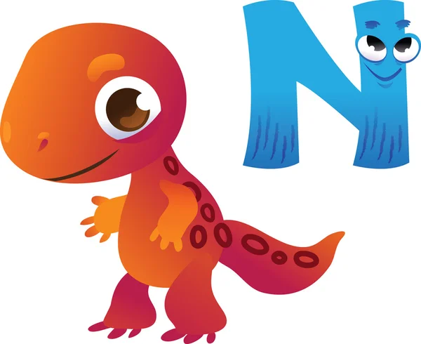 Alfabeto animal para as crianças: N para o Newt — Vetor de Stock