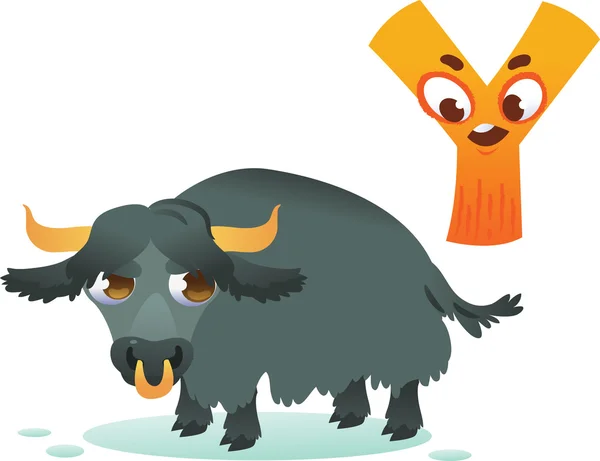 Animal alphabet for the kids: Y for the Yak — Stock Vector