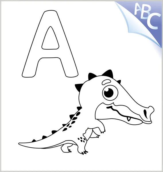Animal Coloring Book for the kids: A for the Alligator (en inglés). Vector G — Archivo Imágenes Vectoriales