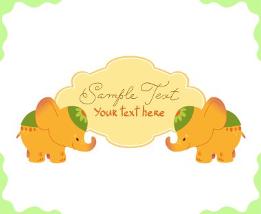 Vector illustration of elephants with banner.