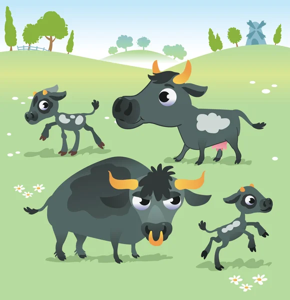 農場の動物: 牛のセット. — ストックベクタ