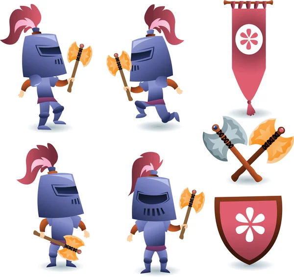 Samling av cartoon knight. — Stock vektor