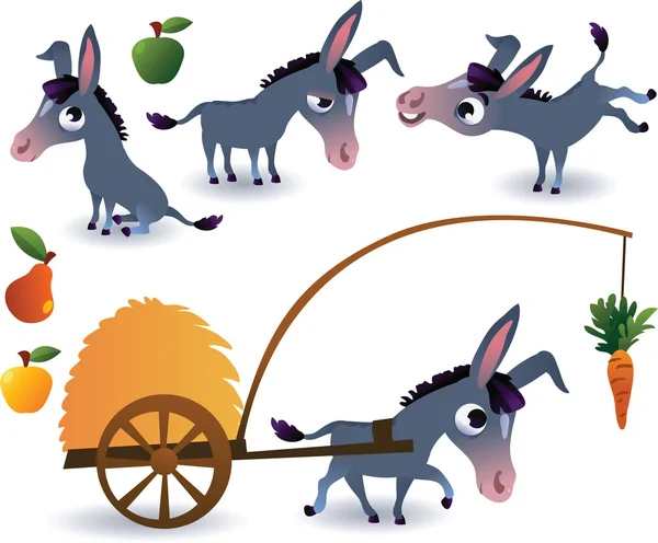 Farm animals set: donkey — Stock Vector