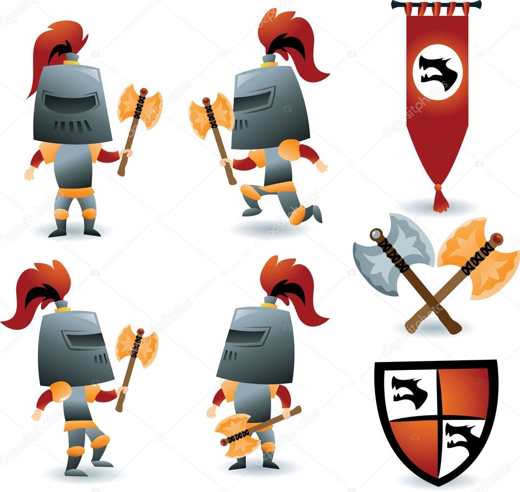 Collection of cartoon knight.