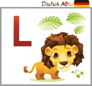 German or Deutsch Zoo Animals Alphabet for the kids: L