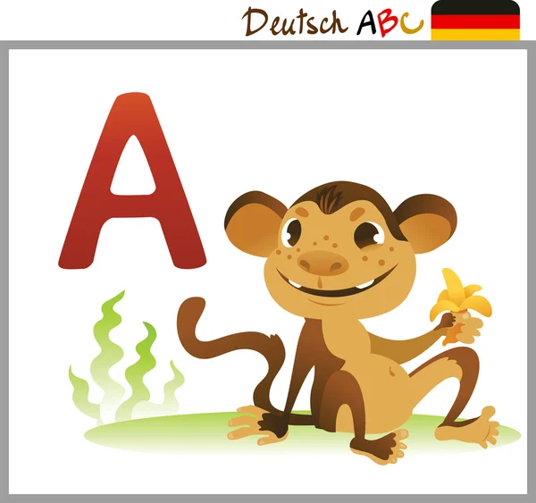 German or Deutsch Zoo Animals Alphabet for the kids: A — Stock Vector