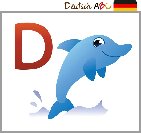 German or Deutsch Zoo Animals Alphabet for the kids: D — стоковий вектор