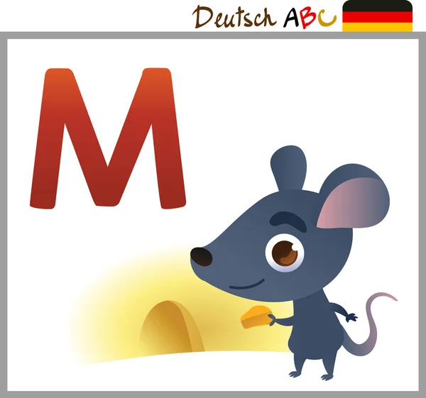 German or Deutsch Zoo Animals Alphabet for the kids: M — Stock Vector