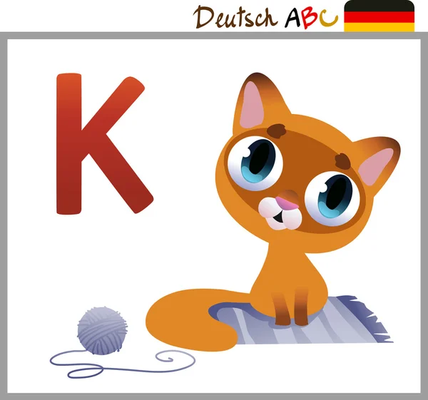 German or Deutsch Zoo Animals Alphabet for the kids: K — стоковий вектор