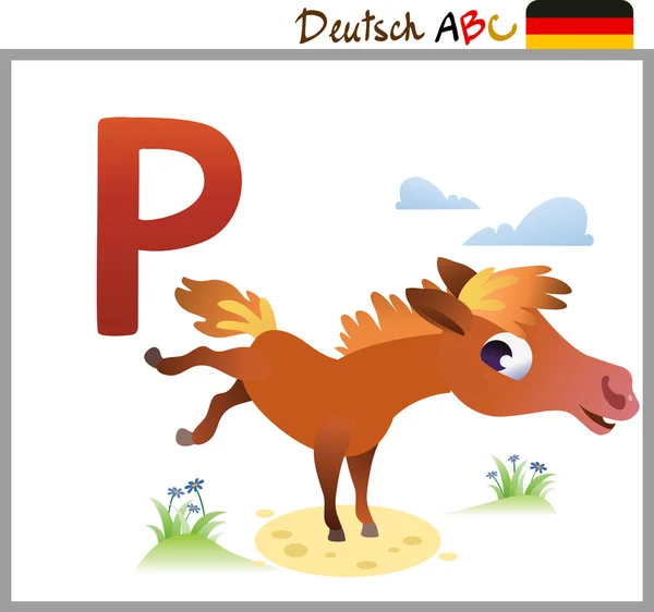 German or Deutsch Zoo Animals Alphabet for the kids: P — Stock Vector