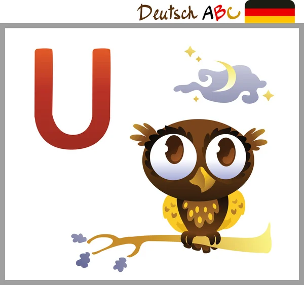 German or Deutsch Zoo Animals Alphabet for the kids: U — стоковий вектор