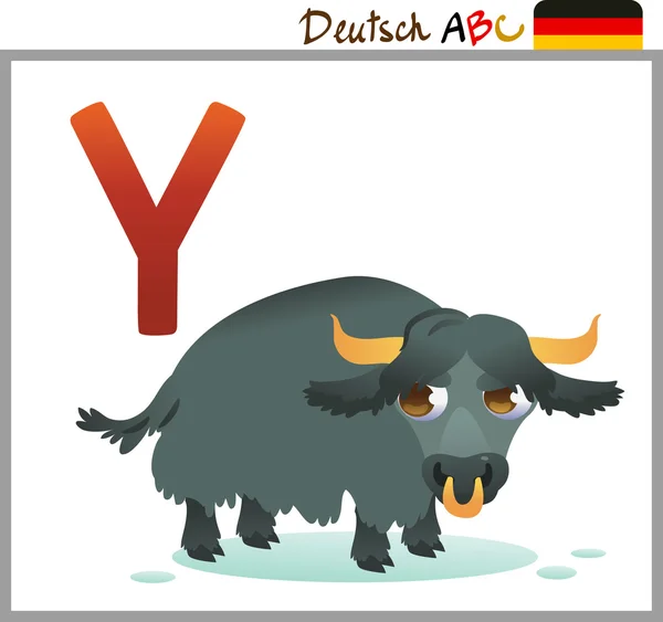 German or Deutsch Zoo Animals Alphabet for the kids: Y — стоковий вектор