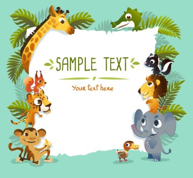 Template Poster with zoo animals.